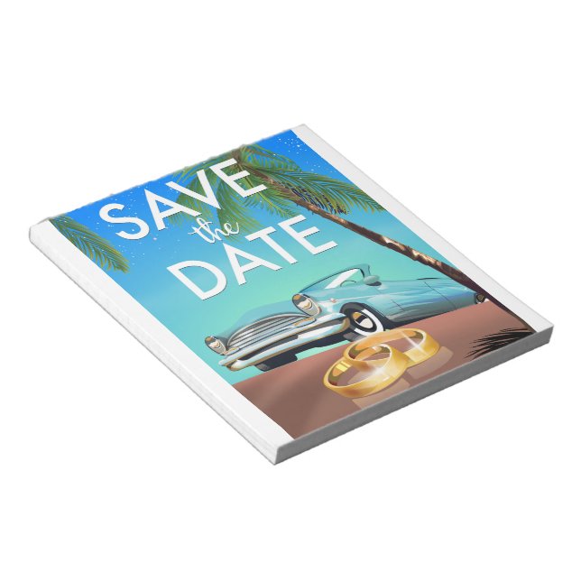Save the Date Oldtimer und Hochzeitsringe. Notizblock (angewinkelt)