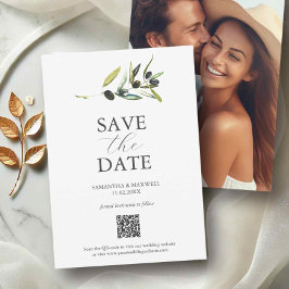 Save The Date Olive Thème Photo QR Code Enregistrer Les Dates
