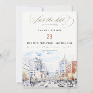 Save The Date Omaha Nebraska Watercolor Landscape Wedding