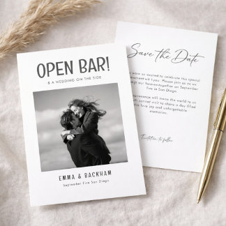 Save The Date Open Bar Modern Minimalist Photo Wedding