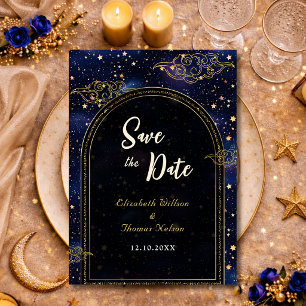 Save The Date Or bleu astronomie céleste étoiles mariage