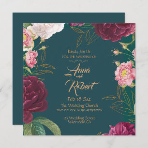 Save The Date Or & Emerald Green Floral