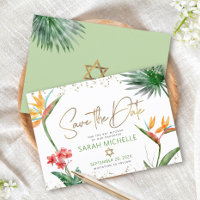 Or Moderne Tropical Palmier Floral Bat Mitzvah Dor