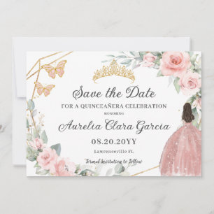 Save The Date Or rose pâle Quinceañera Sweet sixteen