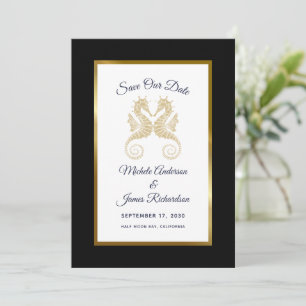 Save The Date Or Seahorses Mariage tropical Enregistrer la date