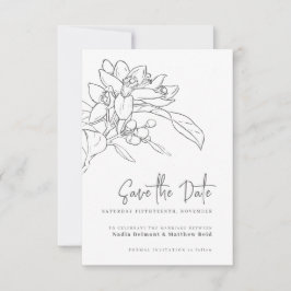 Save The Date Orange fleur mono photo mariage enregistrer la dat
