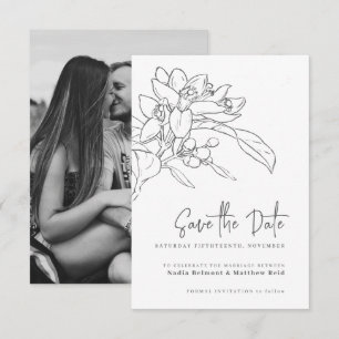 Save The Date Orange fleur mono photo mariage enregistrer la dat