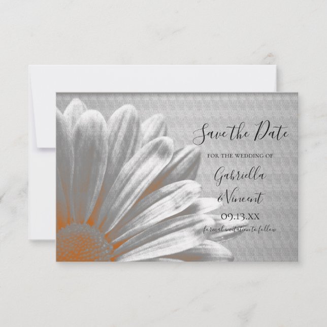 Save The Date Orange Floral Faits saillants Mariage Enregistrer  (Devant)