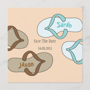Save The Date Orange Fun Flip Flop Wedding Enregistrer la date