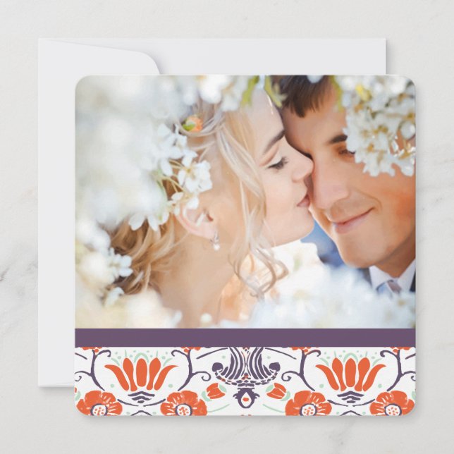 Save The Date Orange Mint Purple Photo moderne Enregistrer la da (Devant)