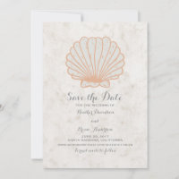 Orange Rustic Seashell Enregistrer l'Invitation de