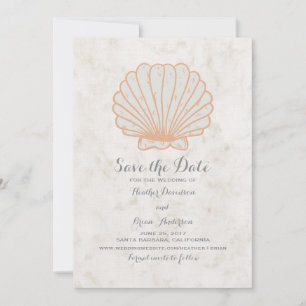 Save The Date Orange Rustic Seashell Enregistrer l'Invitation de