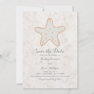 Save The Date Orange Rustic Starfish Enregistrer l'Invitation de