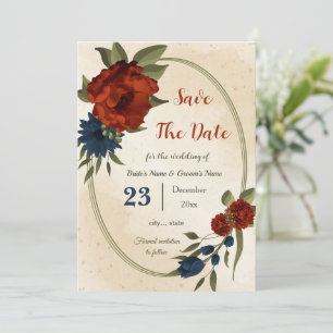 Save The Date oranger brûlé fleurs de la marine botanique