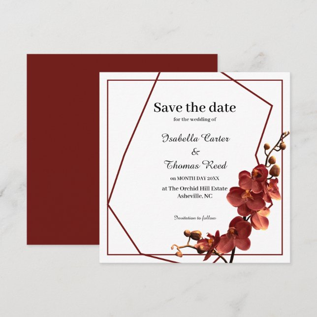 Save The Date Orchidée d'automne Romance Mariage de automne Enre (Devant / Derrière)