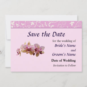 Save The Date Orchidée rayée rose et jaune Enregistrez la date