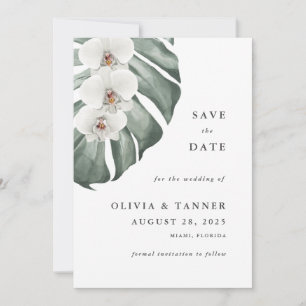 Save The Date Orchidées Blanches Paradis Tropical Enregistrez la