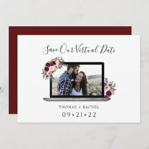 Save The Date ordinateur portable mariage virtuel feuillage de f