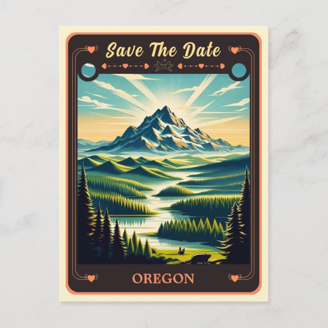Save The Date | Oregon Einladung Postkarte (Vorderseite)