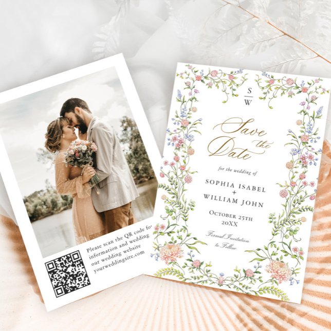 Save The Date Ornate Grace Pastel Blush Floral Photo Mariage (Créateur téléchargé)