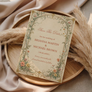 Save The Date Ornement Botanique Vintage