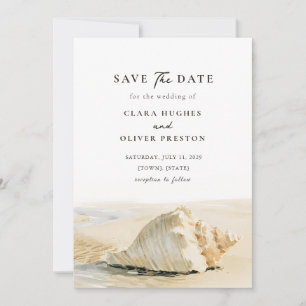 Save The Date Outer Banks Mer Calme Rivage Sable Coquillage Mari