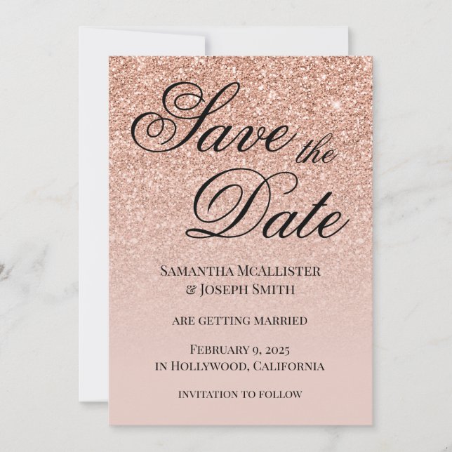 Save The Date Paillet Gradient Or Rose Antique (Devant)