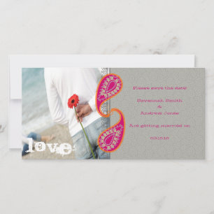 Save The Date Paisley Fuchsia et Orange Photo Sauvez la date