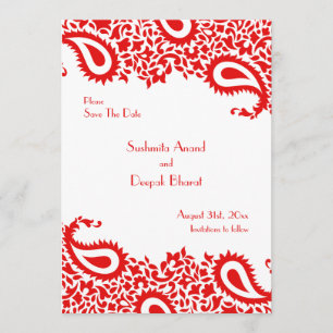 Save the Date Paisleys Elegante Indian Flat Card