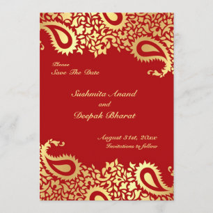 Save the Date Paisleys elegante indische flache