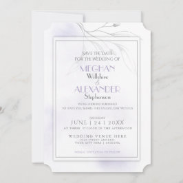 Save The Date Pale Lilac Aquarelle Branche de l'eau d'égout