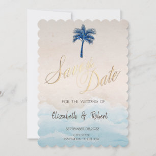 Save The Date Palm de Parties scintillant de plage tropicale