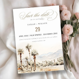 Save The Date Palm Springs California Watercolor Mariage