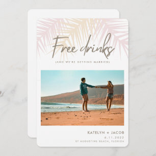 Save The Date Palm Tree Beach Boissons gratuites Mariage photo