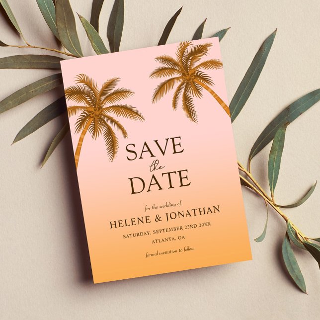 Save The Date Palm Tree Beach Destination Mariage tropical (Palm Tree Beach Destination Tropical Wedding Save The Date)