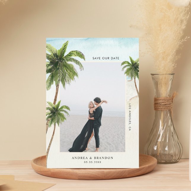Save The Date Palmier Destination Tropicale Mariage Plage Océan (Créateur téléchargé)