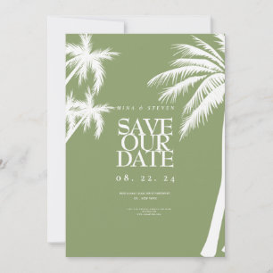 Save The Date palmier vert mariage tropical