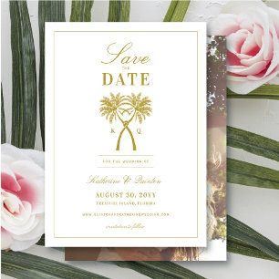 Save The Date Palmiers noués Destination Tropicale Mariage