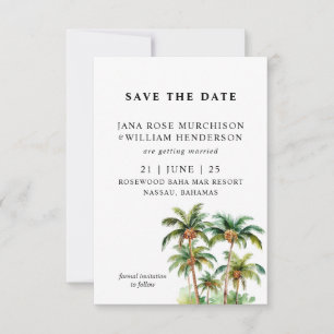 Save The Date Palmiers tropicaux plat Enregistrer la date