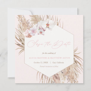 Save The Date Pampas Feuilles pieds nus Mariage laqué