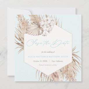 Save The Date Pampas Grass Aqua Mariage Neutre Enregistrer La Da