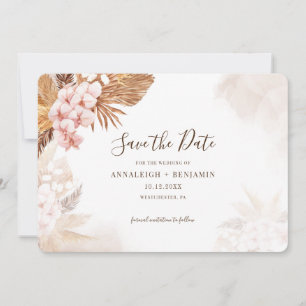 Save The Date Pampas Grass Terracotta Rose Floral Aquarelle