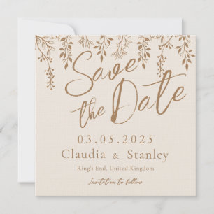 Save The Date Panser les fleurs Feuillage Chaud Romantique Boho