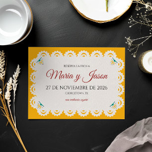 Save The Date Papel Picado Jaune Nuestra Boda Mariage Espagnol