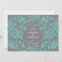 Papercut Fleurs rustiques Gris Turquoise