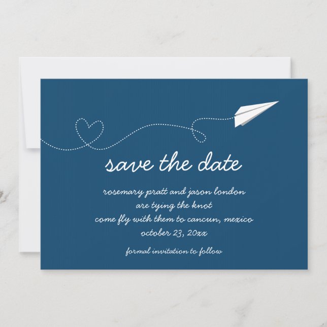 Save The Date Papier Avion Enregistrer la date (Devant)