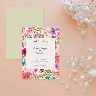 Save The Date Papier déchiré Ressort Melody Floral Mariage