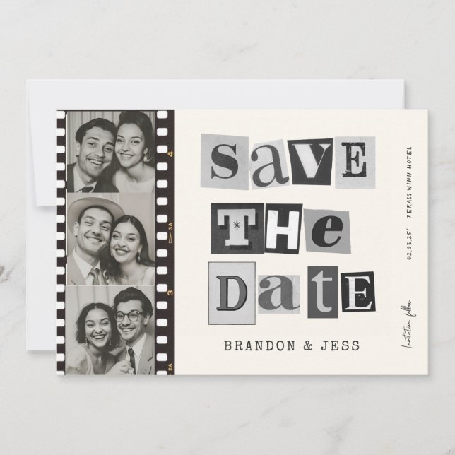 Save The Date Papier moderne coupé Enregistrer la date Photo Qr  (Devant)