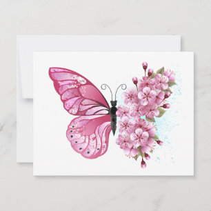 Save The Date Papillon de Fleur avec Sakura Rose