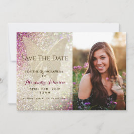 Save The Date Papillon d'or Quinceañera